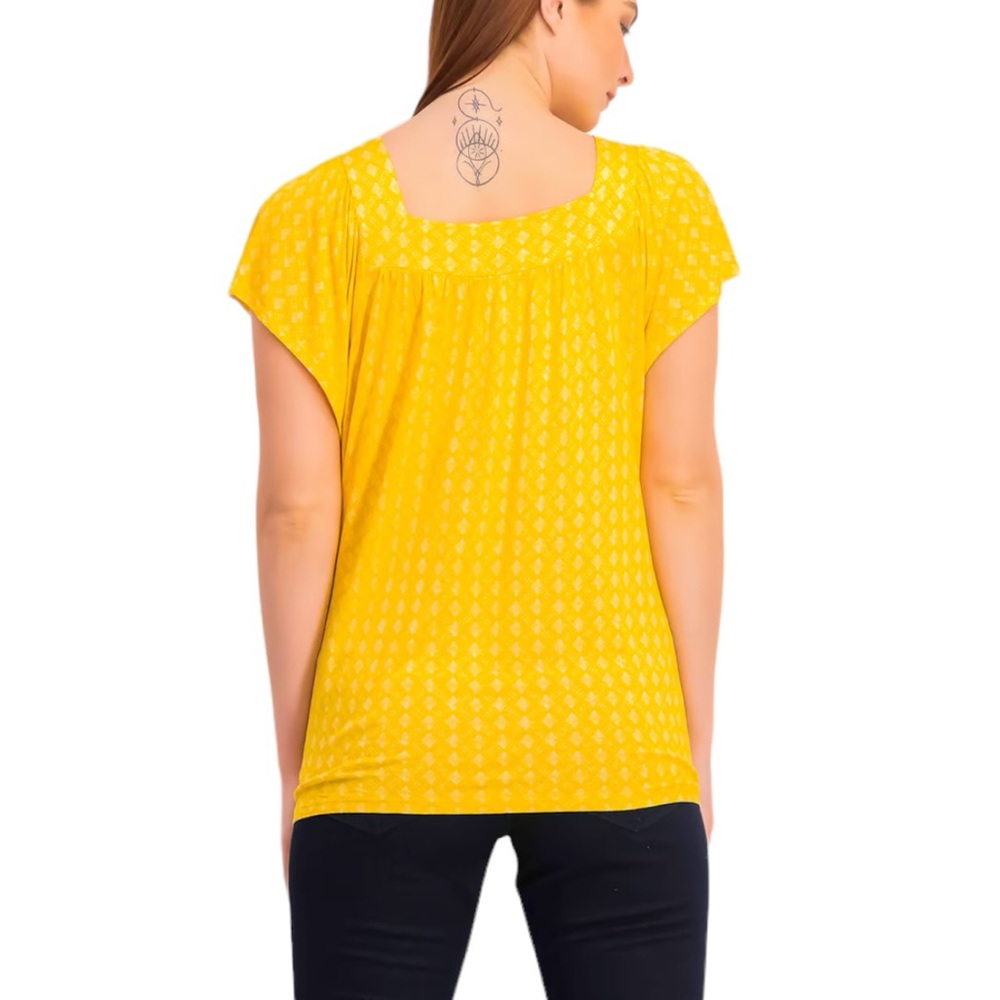 Old Navy Crochet Neckline Geometric Squares Rayon Top - Women’s 2X - Picture 7 of 12